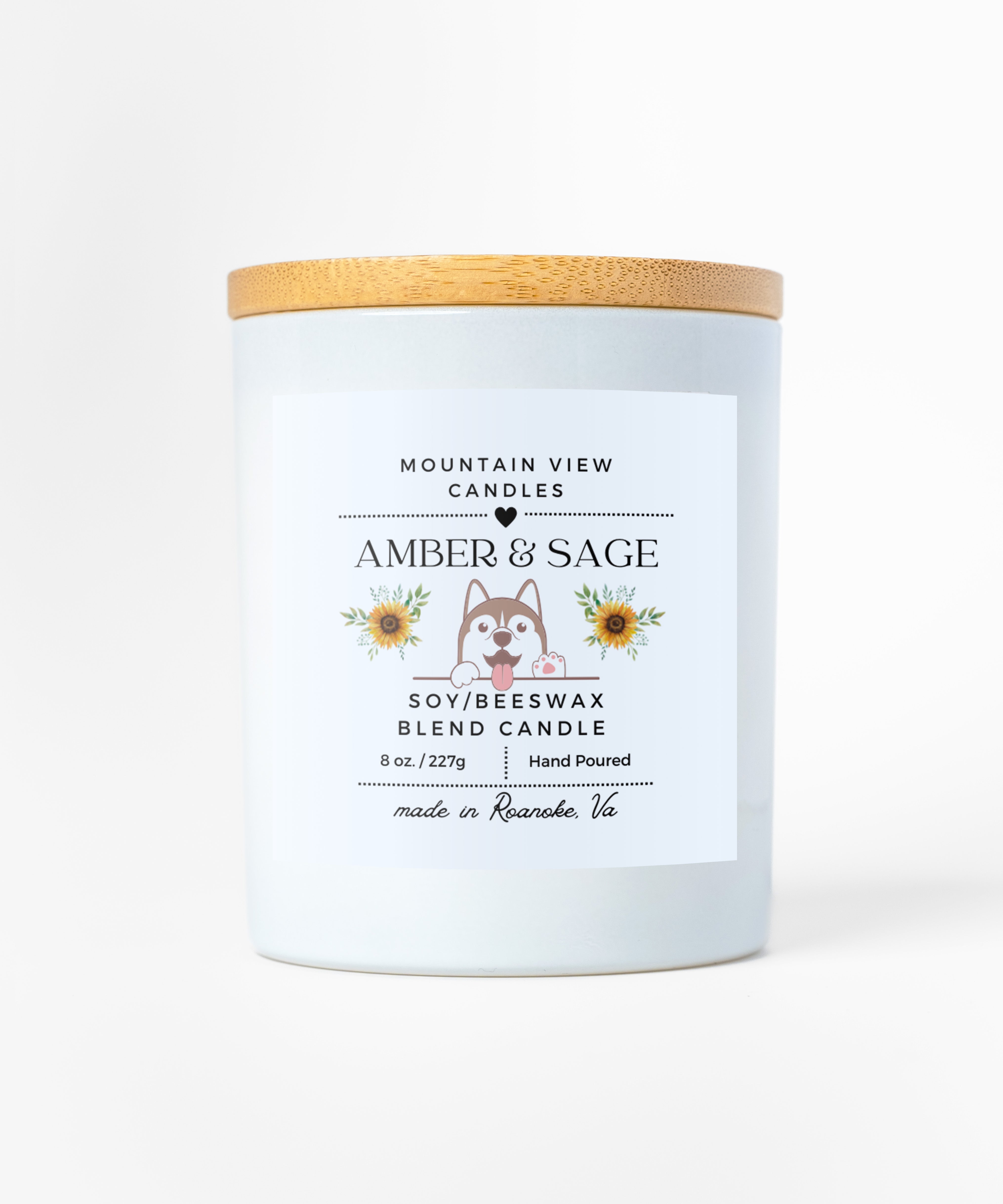 Candle with a label on a white background
