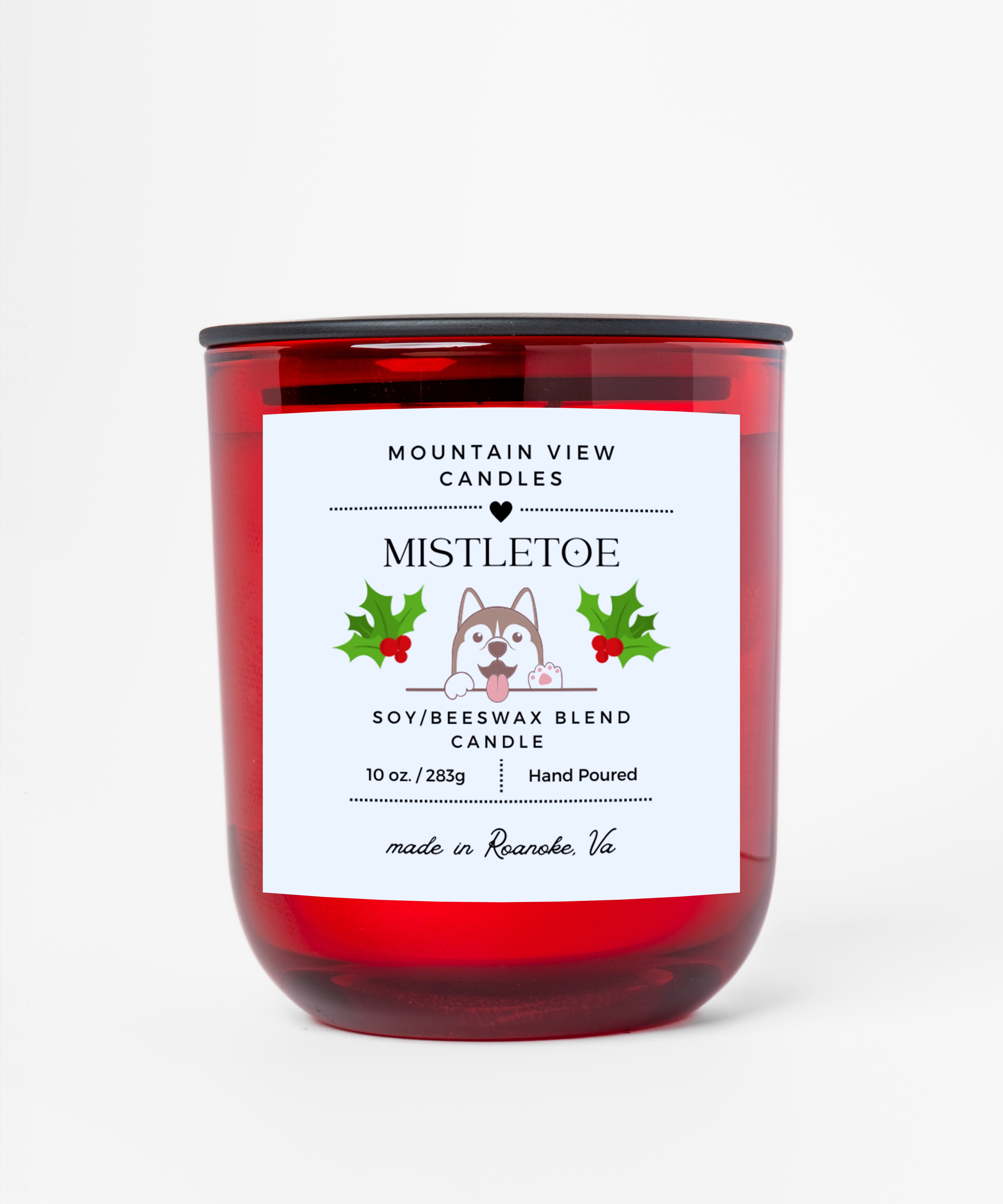 Red Mistletoe Candle on White Background