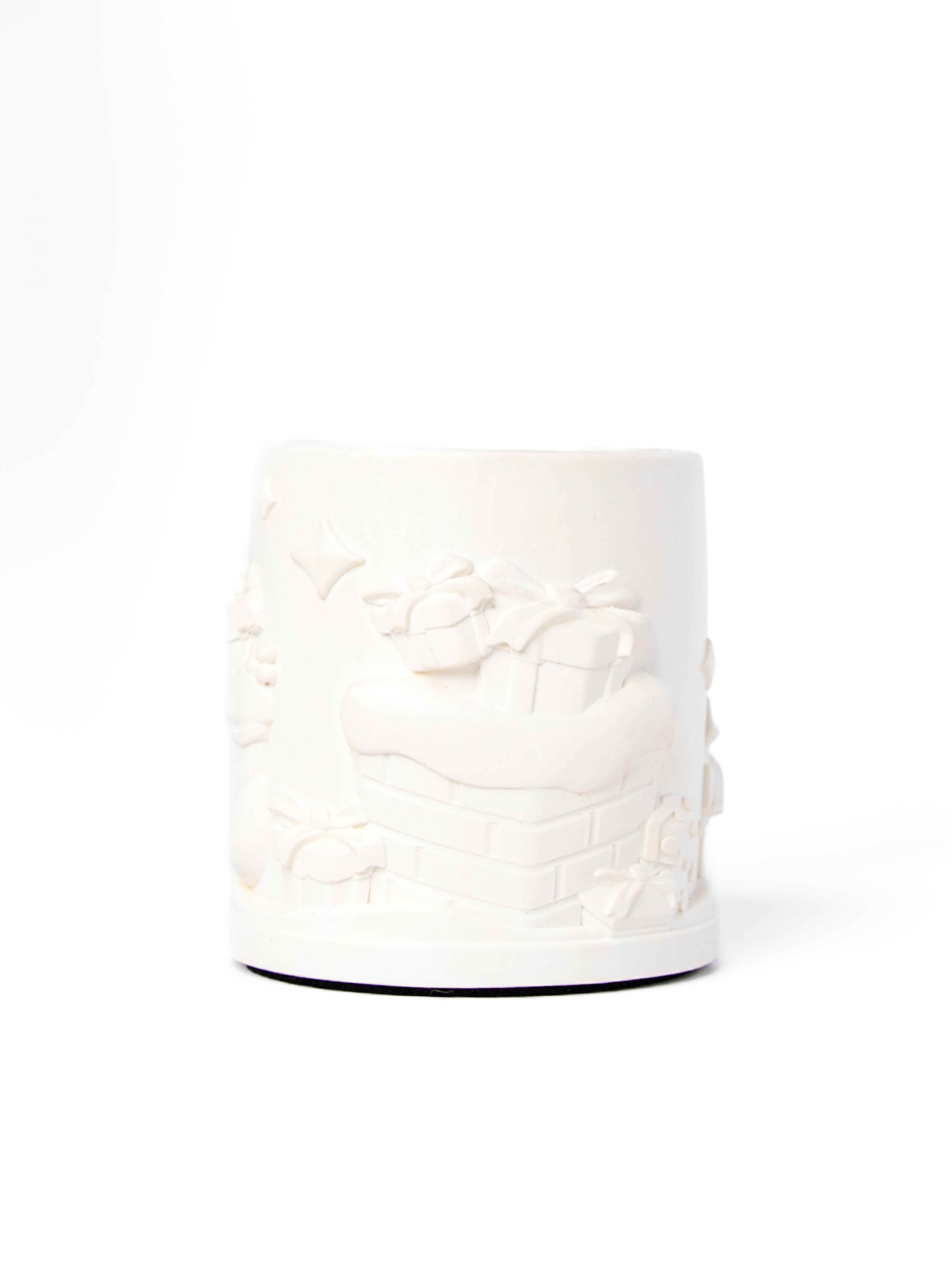 White textured candle on a white background